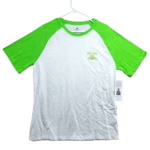 PATRON TEQUILA Organic Cotton JERSEY T SHIRT Med - Large White & Lime Green SOFT